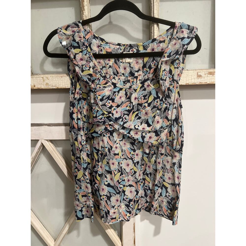 Anthropologie Edme & Esyllte size 6 Silk Cotton Floral Ruffle Sleeveless top